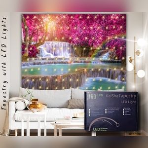 Pink Japnese Cherry Blossom Garden Landscape Design Large Boho Modern Art Wall